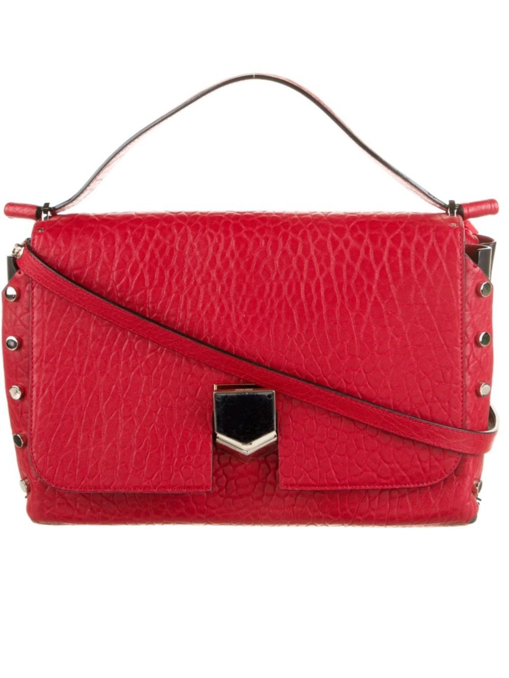 Jimmy Choo Lockett Red Leather Crossbody Bag Studded Designer Shoulder Bag